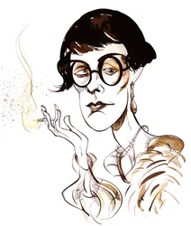 Sylvia Townsend Warner - Karikatur mit Zigarette